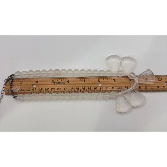 Leetie Lovendale Clear Frosted Lucite Art Deco Collar Necklace | Statement - Picture 6 of 6